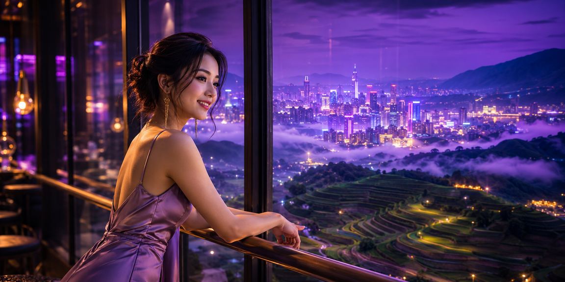 Ánh đèn neon tại Sa Pa về đêm, người dùng trải nghiệm am5 trên di động